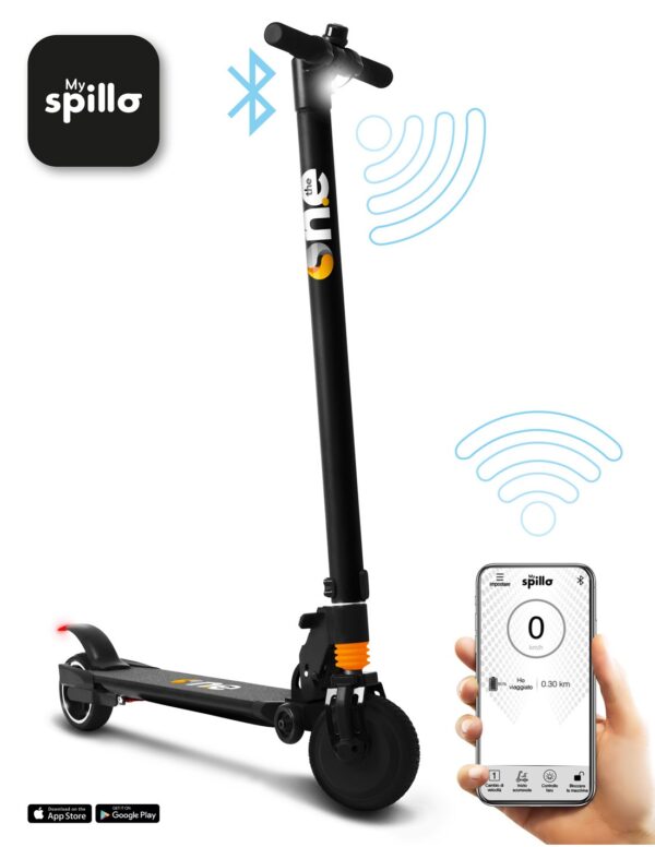 monopattino-elettrico-spillo-the-one grigio 250w 250 watt icone rivenditore dealer lecco garlate ebike lecco e-bike omologato luce